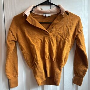 Madewell Colorblock Cropped Polo Sweater